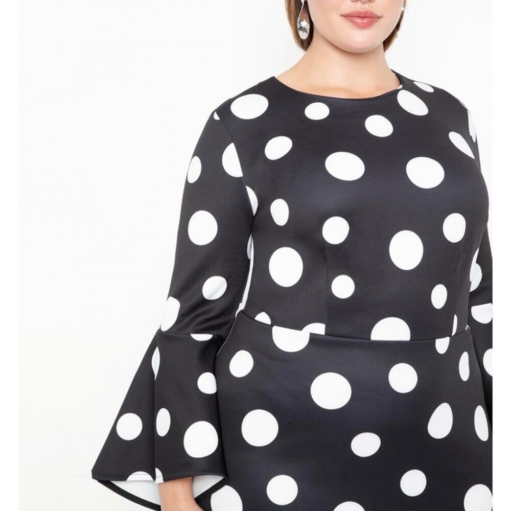 Polka Dot Dress Size 18 NEW ELOQUII Scuba Dress Black and White - Picture 3 of 15